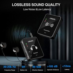 Lekato 2.4G Wireless in Ear Monitor Stereo Transmitter Receiver IEM System 100ft