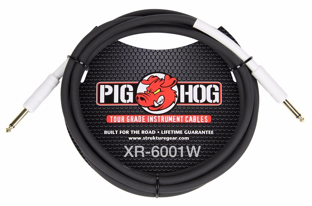 1ft Pig Hog 1/4″ Mono Male/Male, 8mm/OD 14AWG Instrument Cable, XR-6001W