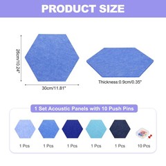 Acoustic Panels with 10 Push Pins (Dark Blue,Sky Blue,Blue,Light Blue,Deep Blue)