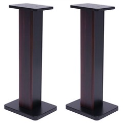 28″ 1 Pair Bookshelf Speaker Stands Surround Sound Home Theater Black Walnut PVC