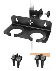 Multi Microphone Holder Clamp For Mic Stand Desk Wall Fits 2 Mics