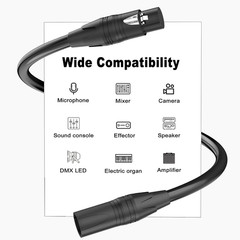 XLR Microphone Cable 10 FT 2 Pack, XLR Male and Female Patch Cables with 3-Pin B