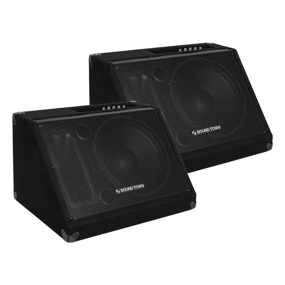 Sound Town 10″ 600W Powered PA DJ Stage Monitor Floor Speakers METIS-10MPW-PAIR