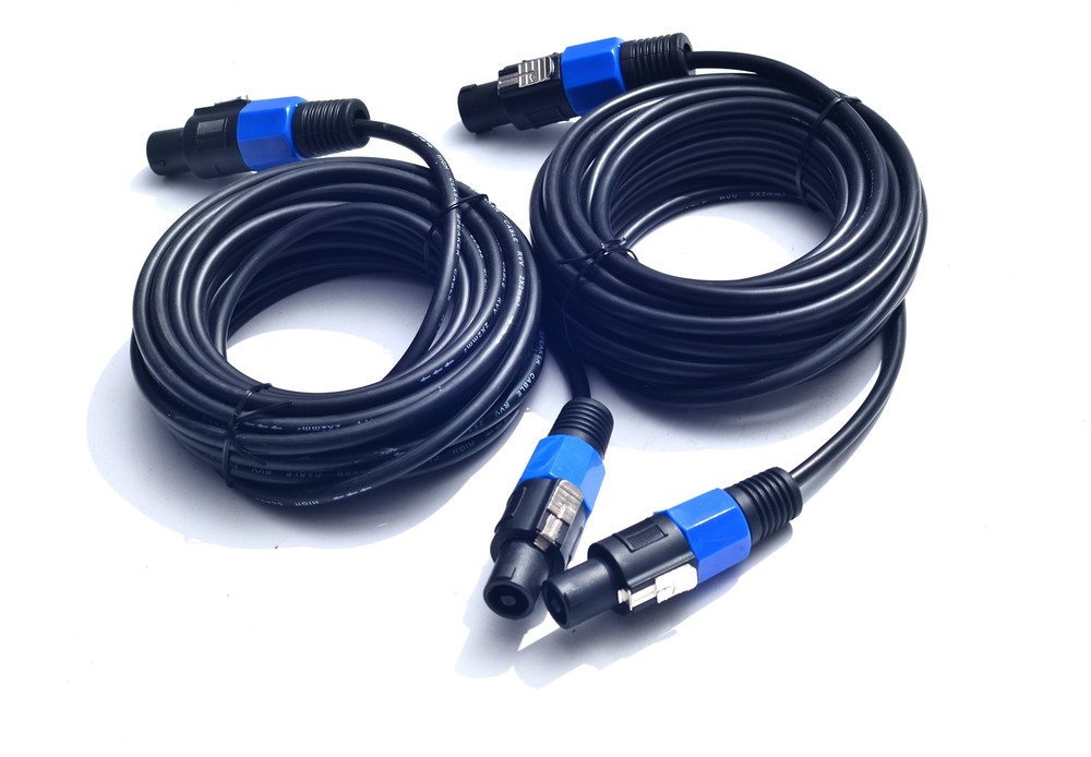 2Pack 25 ft Male Speakon Cables, Audio Cord DJ Wire with Twist Lock 14AWG