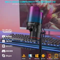 USB Microphone for PC Mac iPhone & Android, Podcast Mic with Noise Cancellati…
