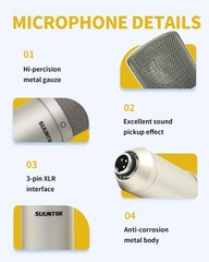 XLR Condenser Microphone Recording Microphone for PC Computer Home Studio Car…