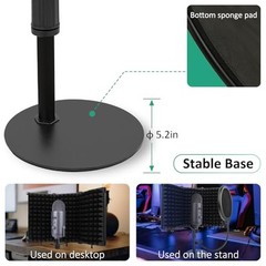 Microphone Isolation Shield, 3 Panels Sound Proof Mic Shield 3P(15.9″x9.9″ )