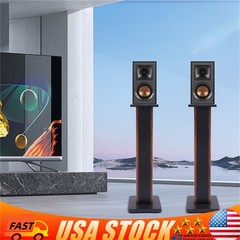 28″ Wood Speaker Stands 1 Pair Yellow Sandalwood/Black Walnut for HiFi Bookshelf