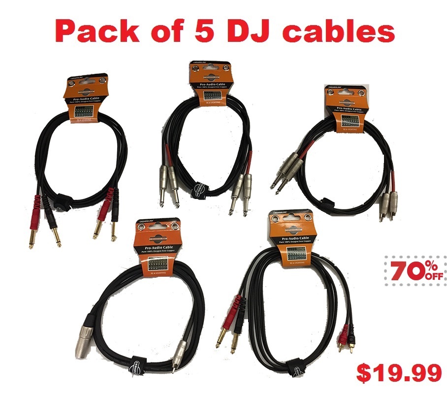 PACK of 5 DJ Cables