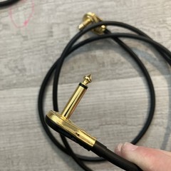 NEW gold pancake right-angle Eminence connectors, 1/4″ TS, 5ft Cables Guitar/Amp