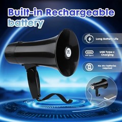 20 Watt Rechargeable Megaphone Bullhorn with Siren and 240s Recording, BT and