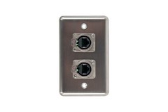 OSP Duplex Wall Plate 2 RJ45 Tactical Ethernet Pass-through Connector D-2-2E