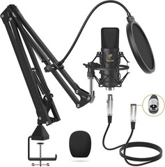 XLR Condenser Microphone, Professional Cardioid Studio Mic Kit with T20 Boom