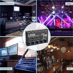 LZSIG Mini Audio Mixer,Stereo Line Mixer for Sub-Mixing,Ultra Low-Noise,4-