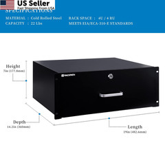 RackPath 4U Rack Mount Drawer for 19 Inch AV/Network/DJ Equipment 4U, Black