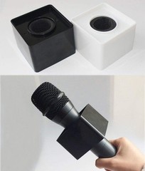 2 Pieces Portable Square Cube Shaped Interview Mic Microphone Flag Station Logo