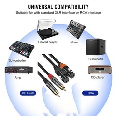 2-XLR Female to 2-RCA Male Stereo Microphones Cable Audio Patch Cable