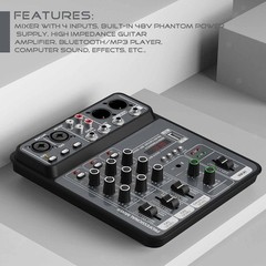 DJ Audio Mixer Sounds Mixer Board Professional Convenient Use W/USB Audio