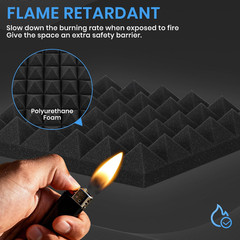 26 Pack Sound Proof Foam Panels for Walls, 12″ X 12″ X 2″ Pyramid Acoustic Foam