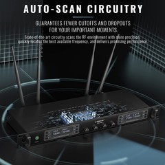 Phenyx Pro Wireless Microphone System, Quad Channel PTU-7000-4H, Black
