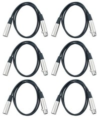 Cable Up DMX-XX510-SIX-K DMX 5-Pin Lighting Cable Bundle (6) Pack 10ft