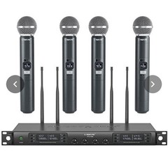 Phenyx Pro Wireless Microphone System, Quad Channel PTU-7000-4H, Black