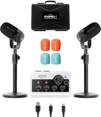 Movo Portable Podcast Equipment Bundle for iPhone/Android Phones- Podcast Kit