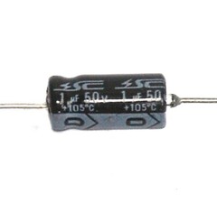 500pc Electrolytic Capacitor GHA 1uF 50V 105℃ 2000hrs φ6x13mm Axial RoHS SC