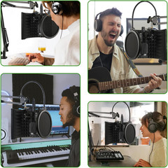Microphone Isolation Shield, Foldable Mic Sound Absorbing Foam for Condenser Mic
