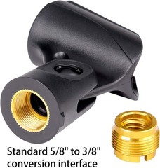 Universal Microphone Clip Holder with Nut Adapters 5/8″ to 3/8″,Black,5 Pack