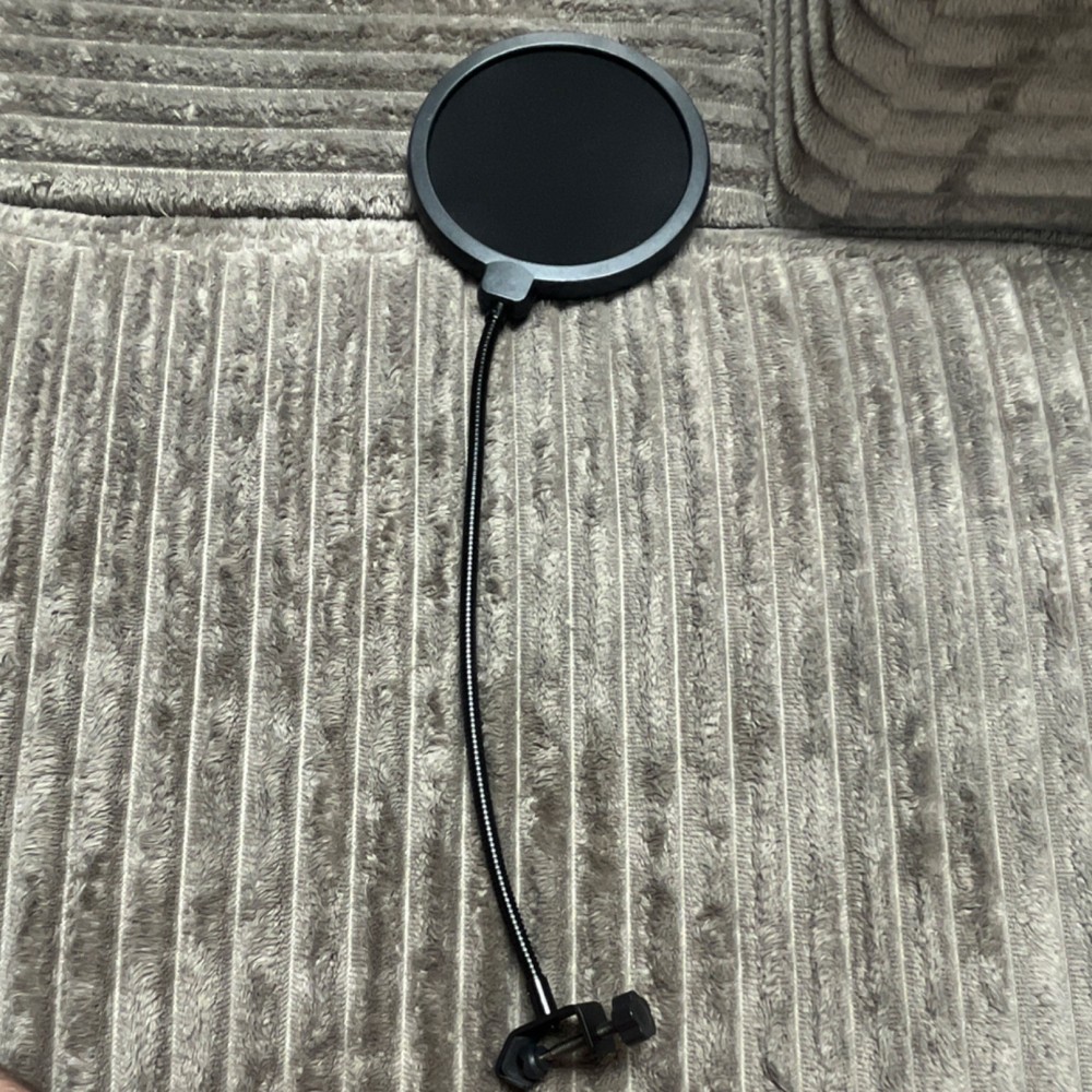 Black Gooseneck Microphone Pop Filter with Clamp Mount