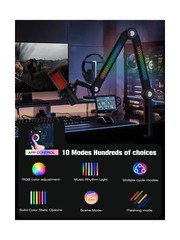 SUNMON RGB Mic Arm – Adjustable Boom Arm with Rhythm RGB Lighting for Blue