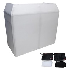 ProX XF-MESA MK2 DJ Facade Table Station with White/Black Scrim & Scrim Bags …
