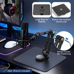 Mic Stand Desk, 360° Rotatable Desktop Microphone Stand, Max Load 4.4 lb, Adj…