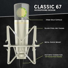 MA 67 Studio Condenser Microphone 34mm Gold Diaphragm Capsule Large Diaphragm