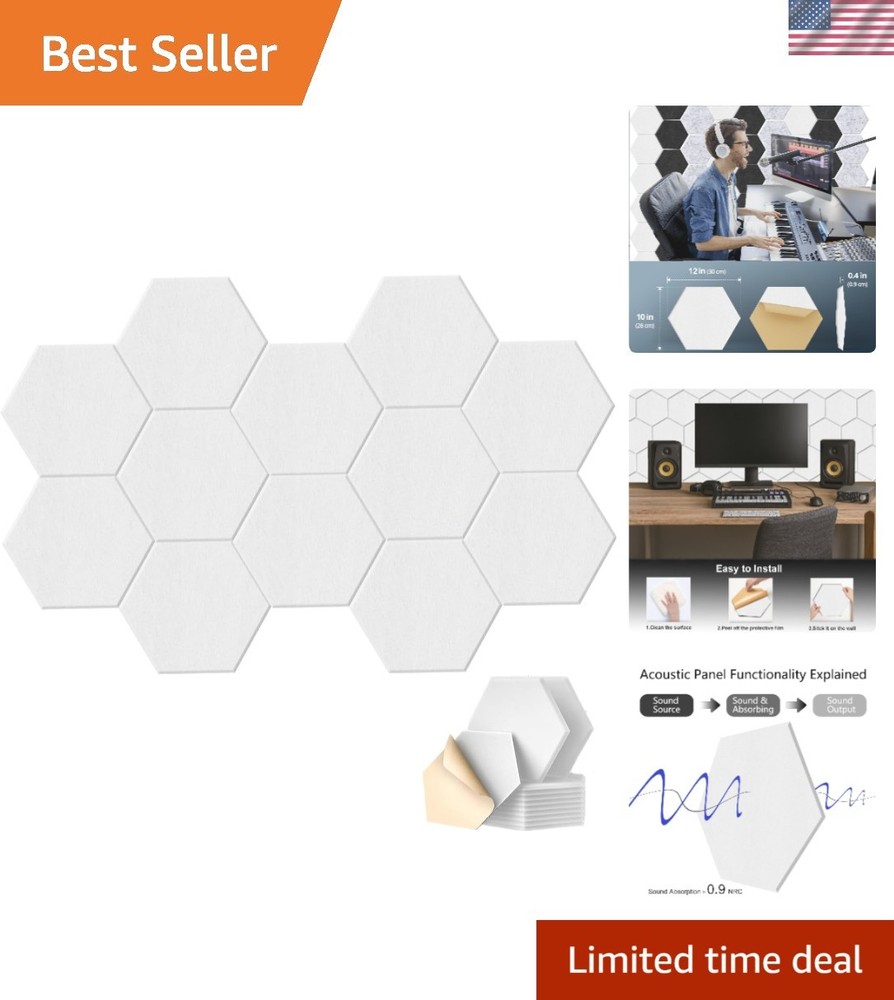 High Density Hexagon Soundproof Panels – 12-Pack Self-Adhesive Damping Solution