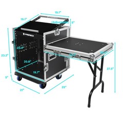 PRORECK 12U Plywood Slant Mixer Rack Side Table 20″ DJ Pro Road Gear Case