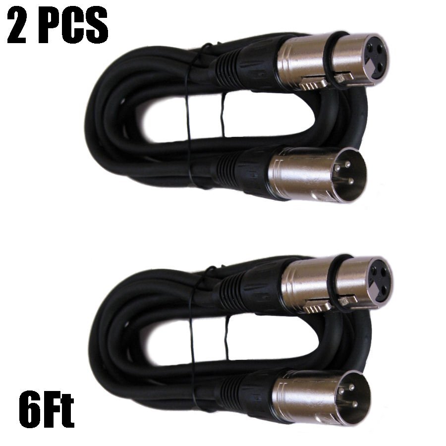 2x 6FT XLR PRO 3Pin Male to Female Mic Microphone Audio Shielded Extension Cable