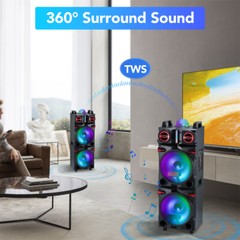 9000WDual 10″Subwoofer Bluetooth Speaker Heavy Bass Sound System DJ Party KaraoK
