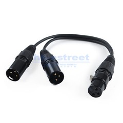4Pcs 3-Pin XLR 1 Female Plug to Dual 2 Male Y Splitter Mic Cable Adaptor Black