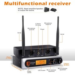 Wireless Microphone, Professional Cordless Dynamic Wireless Microphone System…