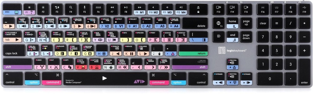 LogicKeyboard Titan Wireless Backlit Keyboard for Avid Media Composer – macOS