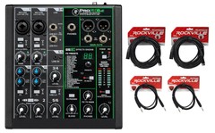 Mackie ProFX6v3 6-Channel Pro Effects Mixer w/USB ProFX6 v3+XLR+1/4″ Cables