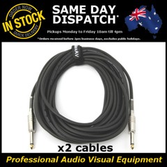 2x 10M Electric Guitar Cable Cord Noiseless 1/4″ Jack Instrument Lead 10 Metre