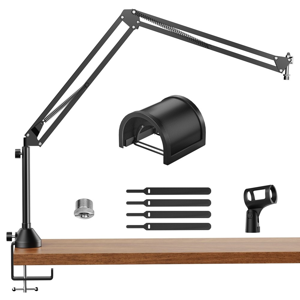 Microphone Boom Arm, Adjustable Microfono Stand Mic Arm with Extra-large Pop …