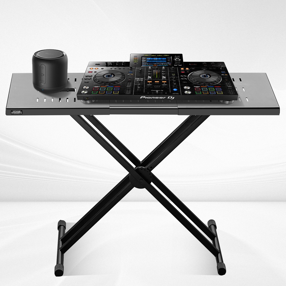 Portable DJ Table Double-X Braced Keyboard Stand Adjustable Height 43×18 32×18