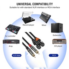 2-XLR Female to 2-RCA Male Stereo Interconnect Cable Audio Patch Cable