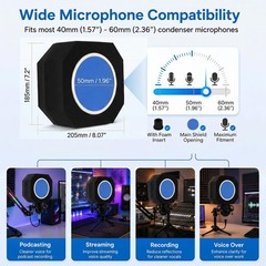 Professional Microphone Isolation Shield with Pop Filter,Reflection Filter fo…