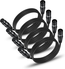 XLR Cable 3 Ft 4 Pack, Premium XLR Male to Female Microphone Patch Cables 3 Pin