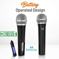 Pyle Professional Wireless Handheld Microphone System – Dual UHF Band, Black